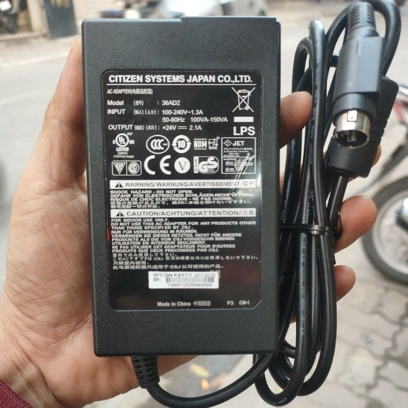 Dây nguồn máy in hoá đơn nhiệt 24v 2a/2.5a 3 pin chính hãng