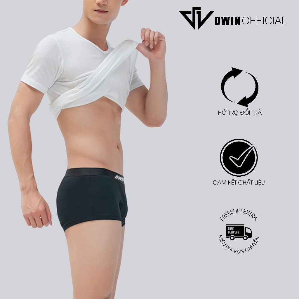 Combo 3 quần lót nam DWIN sịp đùi kháng khuẩn cao cấp boxer vải thun lạnh co dãn 4 chiều