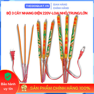 Bộ 3 cây nhang điện nhỏ - trung - lớn 220v