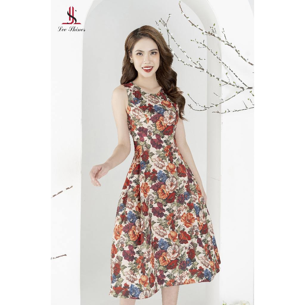 Đầm xòe sát nách nữ cổ tròn