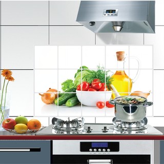 Decal dán tường, giấy dán tường trang trí phòng bếp, Miếng dán decan trang trí chống bắn dầu mỡ