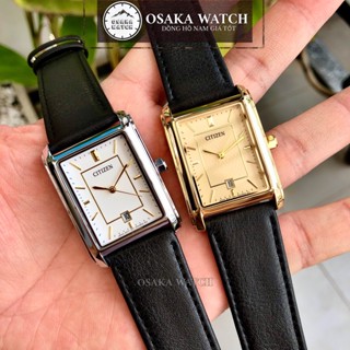 Đồng Hồ Nam Citizen Tank Mặt Vuông Dây Da Lịch Ngày Thanh Lịch Cổ Điển Sang Trọng