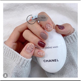 Nailbox đỏ đô mix nhũ style mùa đông