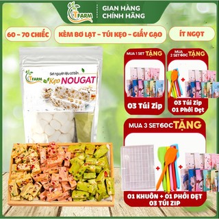 Set làm Kẹo Nougat Kẹo Hạnh Phúc Mix 3 vị Sữa Hạt, Matcha, Dâu Tây siêu hạt ít ngọt