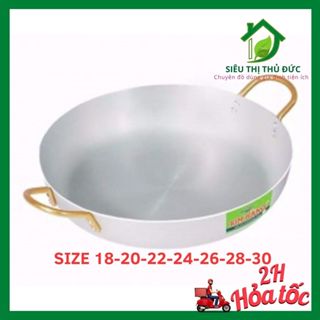 Chảo Nhôm Cắt Quai Vàng Đáy Bằng Kim Hằng Size 18 20 22 24 26 28 30