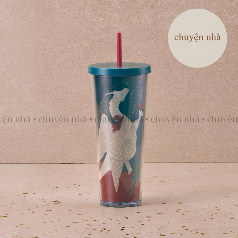Bình Starbucks Cold Cup 24Oz (710ml) DRAGON ASLEEP IN FLOWER PATCH PINK