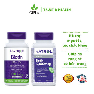 Viên uống hỗ trợ mọc tóc, móng natrol biotin 10.000mcg