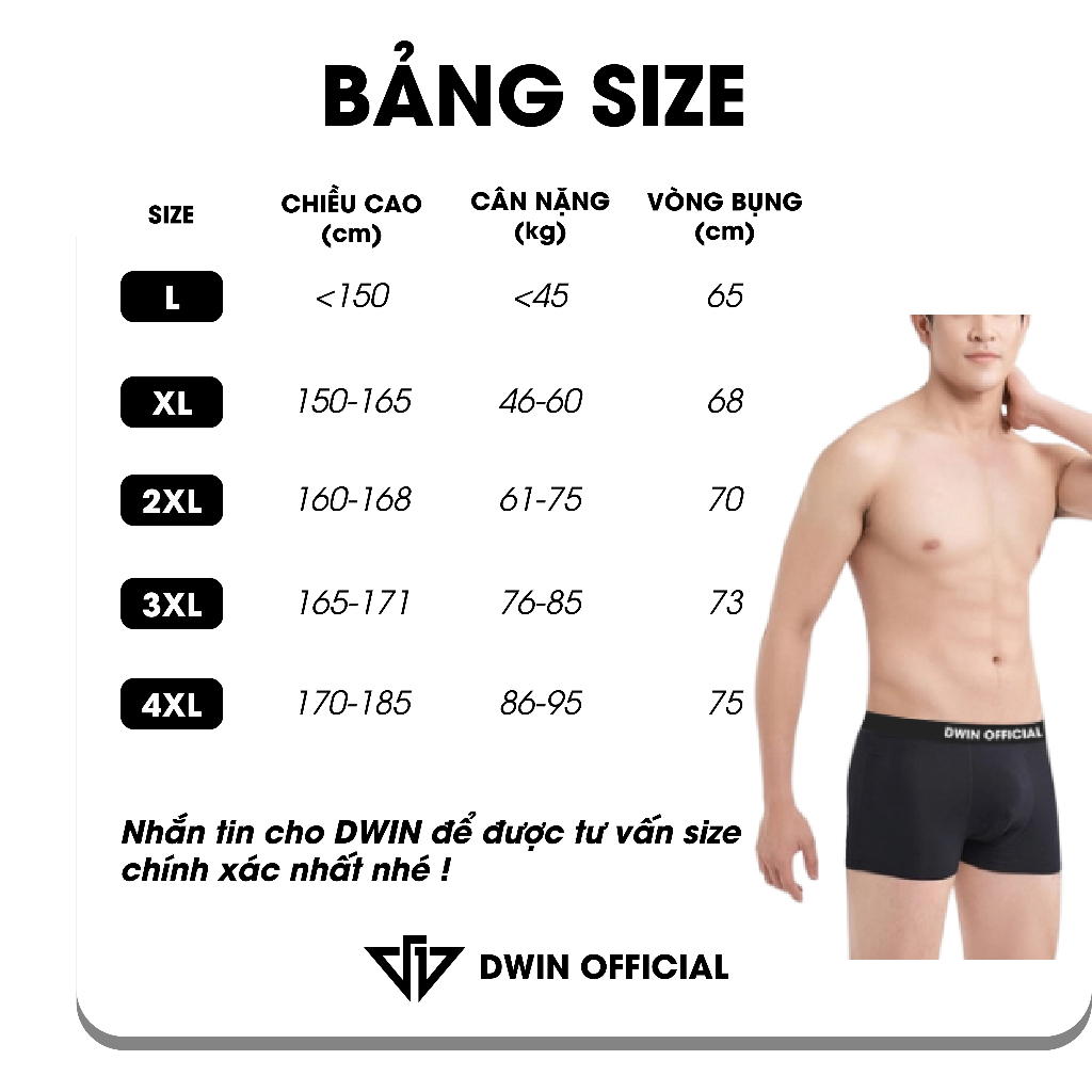 Combo 3 quần lót nam DWIN sịp đùi kháng khuẩn cao cấp boxer vải thun lạnh co dãn 4 chiều