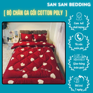 Bộ chăn ga gối cotton poly 5 món chăn phao