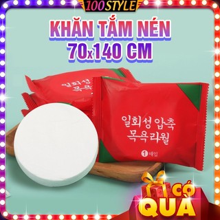 Khăn Tắm Nén Vải Cotton Size Lớn Đi Du Lịch