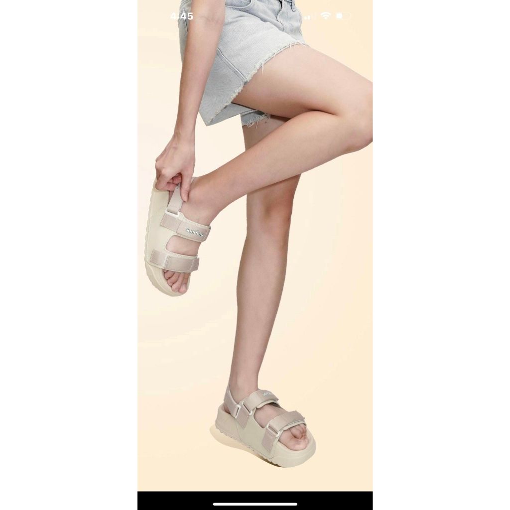 Giày Sandal Nữ S1 2 Quai Ngang Màu Be Kem Siêu Nhẹ Siêu Bền Siêu Dễ Thương - Tặng kèm vớ