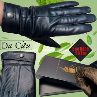 Găng Tay Da Cừu Nam Cao Cấp Mỏng Nhẹ Lót Lông Đi Mưa Thoải Mái, Dễ Lái Xe - Không Bong Nổ - Bảo Hành Da Thật 5 Năm KT.6