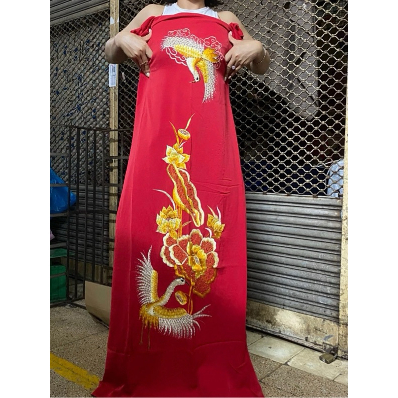 Vải Lụa Ý thêu tay kỹ may Áo Dài