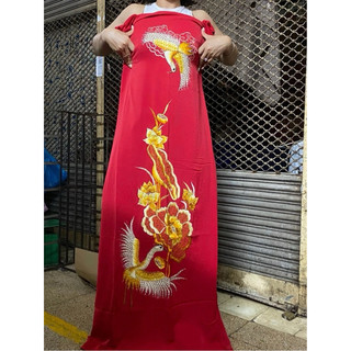 Vải lụa ý thêu tay kỹ may áo dài