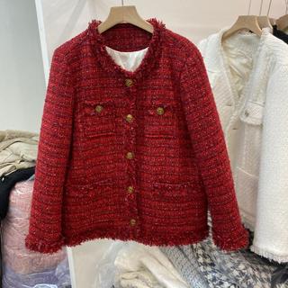 Mập style áo khoác dạ đỏ, chất dạ tweed cao cấp may 2 lớp size 50-90 kg