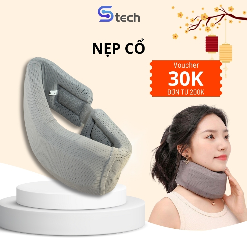 Nẹp cổ mềm, nẹp cố chống cổ rùa, chống gù,nâng đỡ cột sống, đai cố định cột sống giảm mỏi vai gáy, nhẹ, thoáng khí Stech