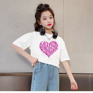 Áo thun croptop cho bé-họa tiết blackpink siêu dễ thương cho bé 20kg-50kg kids genz