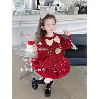Áo len thỏ đỏ bé gái 110-150