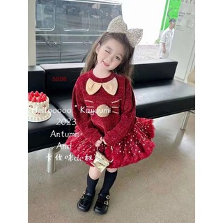 Áo len thỏ đỏ bé gái 110-150
