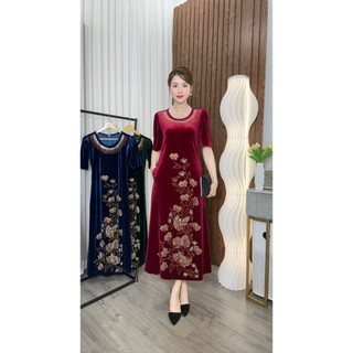 ĐẦM NHUNG ĐÍNH ĐÁ CHO MẸ VÀ BÀ