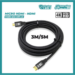 Cáp hdmi sang micro hdmi 3m/5m cho monitor thiết bị livestream chuẩn 2.0 uhd 4k