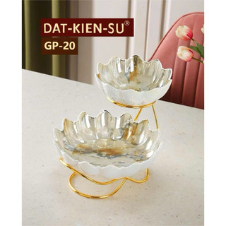 Khay sứ men đá 3 tầng , khay để hoa quả bánh kẹo tết