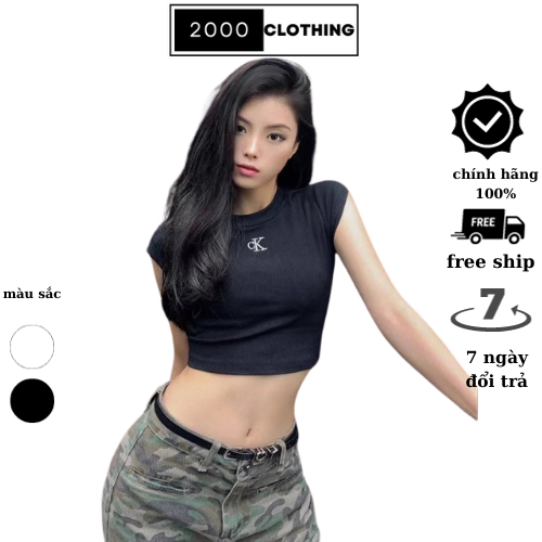 Áo Thun Nữ Croptop Unisex Basic Cavvin Kien Ôm Body In Hình Logo CK Phong Cách Trẻ Trung Năng Động Chất Vải Cotton 100%