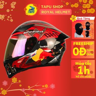 [FREESHIP] MŨ BẢO HIỂM FULLFACE 1 KÍNH  ROYAL M138B LÊN TEM WINNER ĐỎ - Tapu Shop