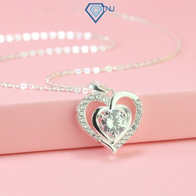 Quà tặng cho người yêu - Dây chuyền bạc nữ hình trái tim đính đá sang trọng, trẻ trung DCN0723 - Trang Sức TNJ