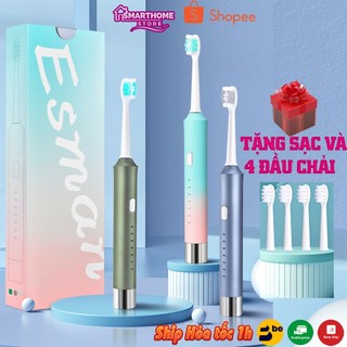 Bàn Chải Điện Thông Minh 6 Chế Độ Đầu Bàn Chải Lông Mềm Tặng Bộ Cáp Sạc Và 4 Đầu Chải