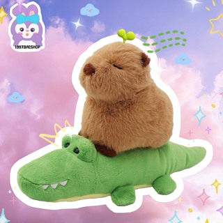 CHÍNH HÃNG MINISO Thú nhồi bông Capybara ngồi trên lưng cá sấu siêu đáng