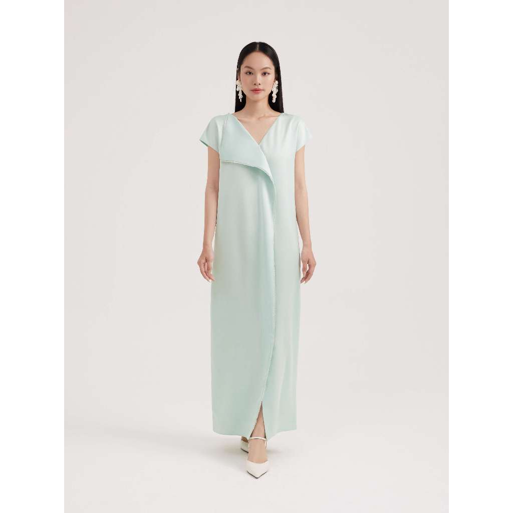 Đầm lụa viền ren Mauve Border dress