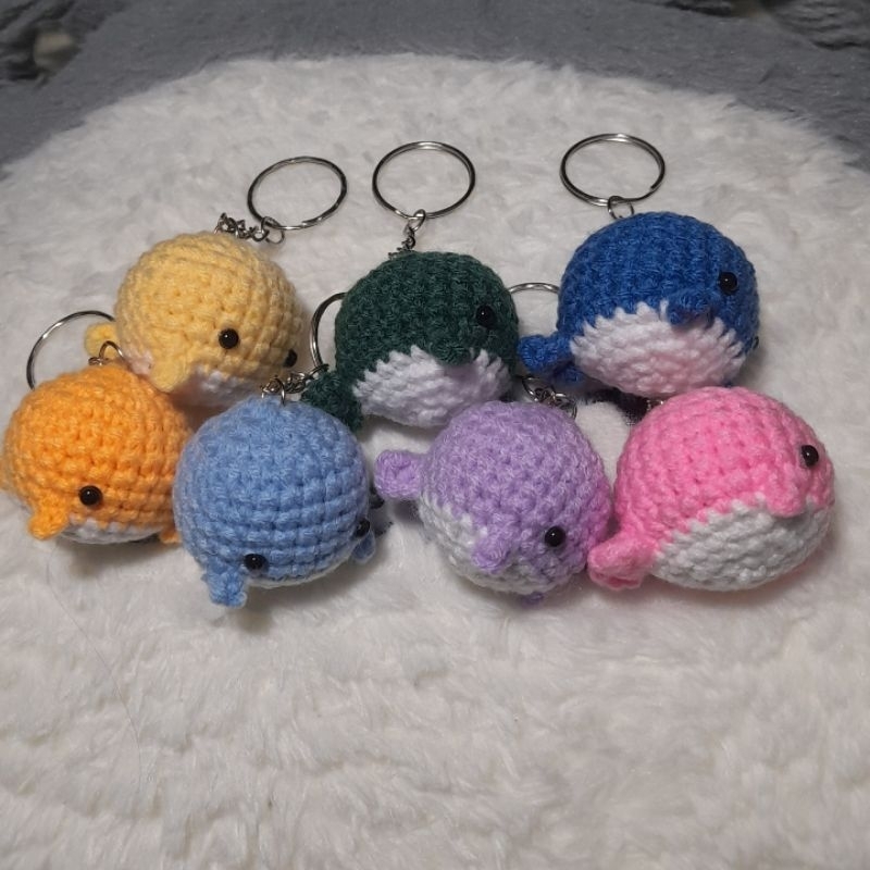 móc khóa cá voi mini len - handmade