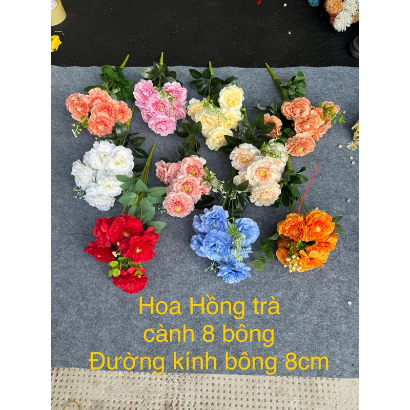 cành hoa Hồng trà hoa lụa