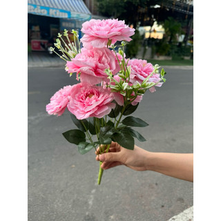cành hoa Hồng trà hoa lụa