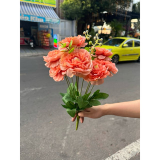 cành hoa Hồng trà hoa lụa