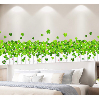 Decal dán tường, tranh dán tường, giấy dán tường, decal trang trí chân tường Cỏ ba lá may mắn