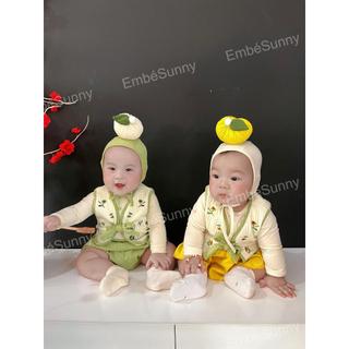 Set hanbok thêu hoa cho bé trai