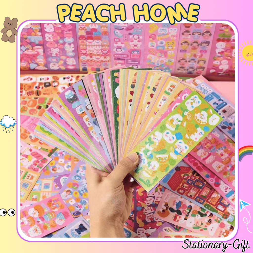 {1k} Sticker Nhũ Cắt Sẵn Giá 1k Lấp Lánh Decor Trang Trí Sổ Vở Journal Bullet Cute Miếng Dán peach h