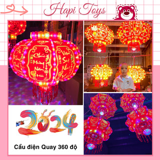 Đèn lồng xoay 360 chữ việt cầu điện xoay 360 đèn led 3d ánh kim cương trang trí tết treo tết loại 1 hapi toys