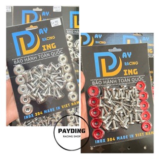   HÌNH THẬT  COMBO Ốc Dàn Áo PAYDING Mẫu Thái V1,V2 Inox304 tặng kèm 10 miếng Long Đền cho nhiều dòng xe 