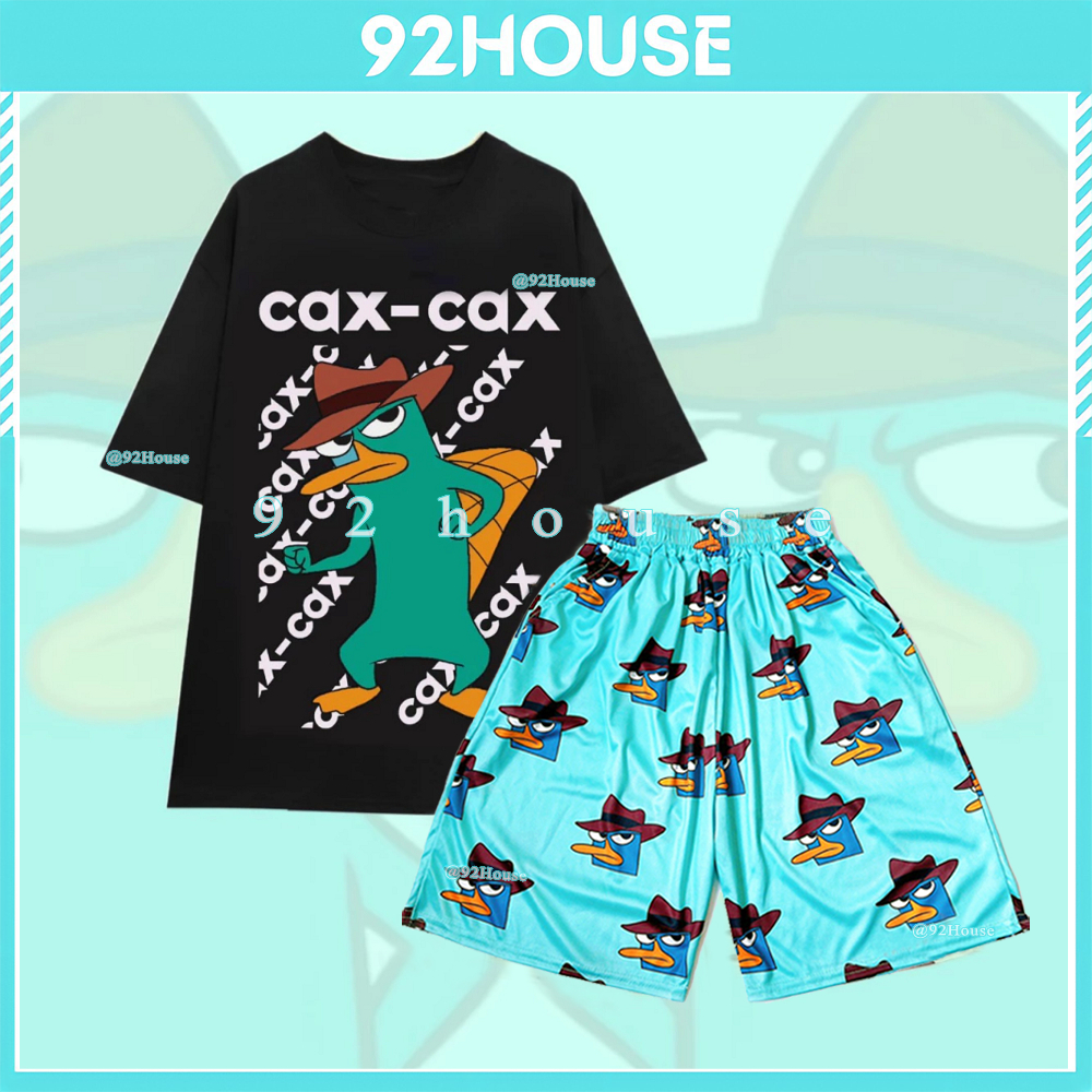 Set bộ hoạt hình unisex thú mỏ vịt dáng rộng tay lỡ phong cách năng động