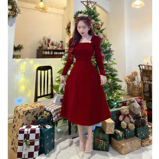 Váy Đầm Nữ, Dáng Dài, Cổ Tuông, Tay Dài, Thích Hợp Cho Dịp TẾT