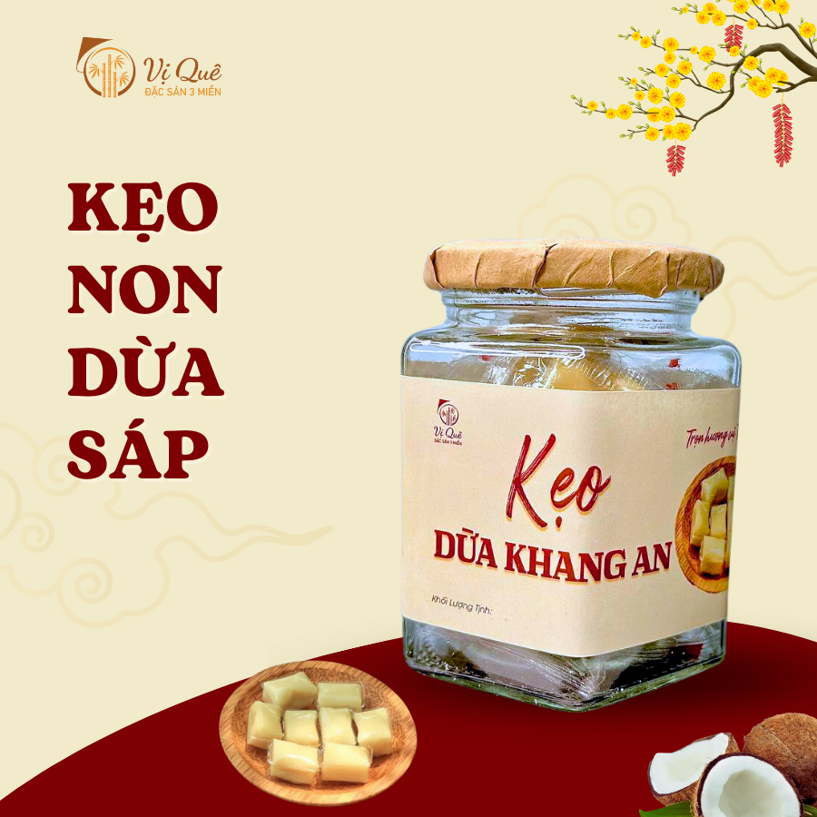 Kẹo Non Dừa Sáp - Lọ Thủy Tinh-duoc-ban-tai-Vị Quê - Quà Tặng Đặc Sản