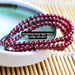 Vòng tay garnet hồng lựu quấn 3 siêu trong 5A