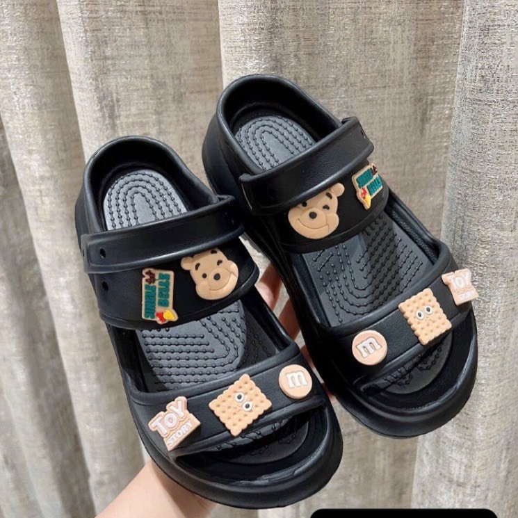 Dép crocs sandal đế dày 5-6 cm tăng chiều cao, dép thời trang cho nữ, dép sandal nữ dép quai ngang 8