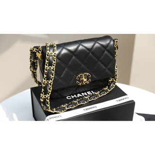 Túi Cha.nel C19 size 20CM da lì khoá vàng fullbox 2 lớp