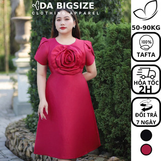 DA BIGSIZE - Đầm Nữ Đầm Dự Tiệc , Váy Nữ BIgsize Thiết Kế Hoa 3D Ngực Chất Tafta Cao Cấp Dành Cho Người Mập 50-90kg