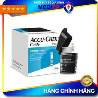 Hộp 50 que thử đường huyết Accu-Chek Guide chính hãng Roche, có tem nhập khẩu và nhãn phụ Tiếng Việt