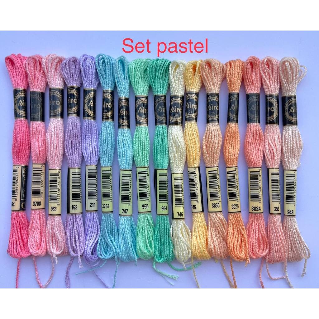 Set Chỉ Thêu Airo theo tông Pastel 16 màu